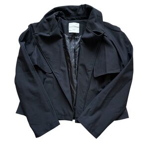 Bagatelle Collection Womens Blazer Jacket Sz M Black Waterfall Drape Open Front